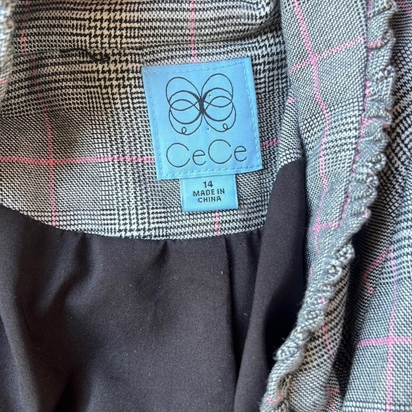 CeCe Pink and Gray Plaid Blazer 14 - Picture 3 of 6